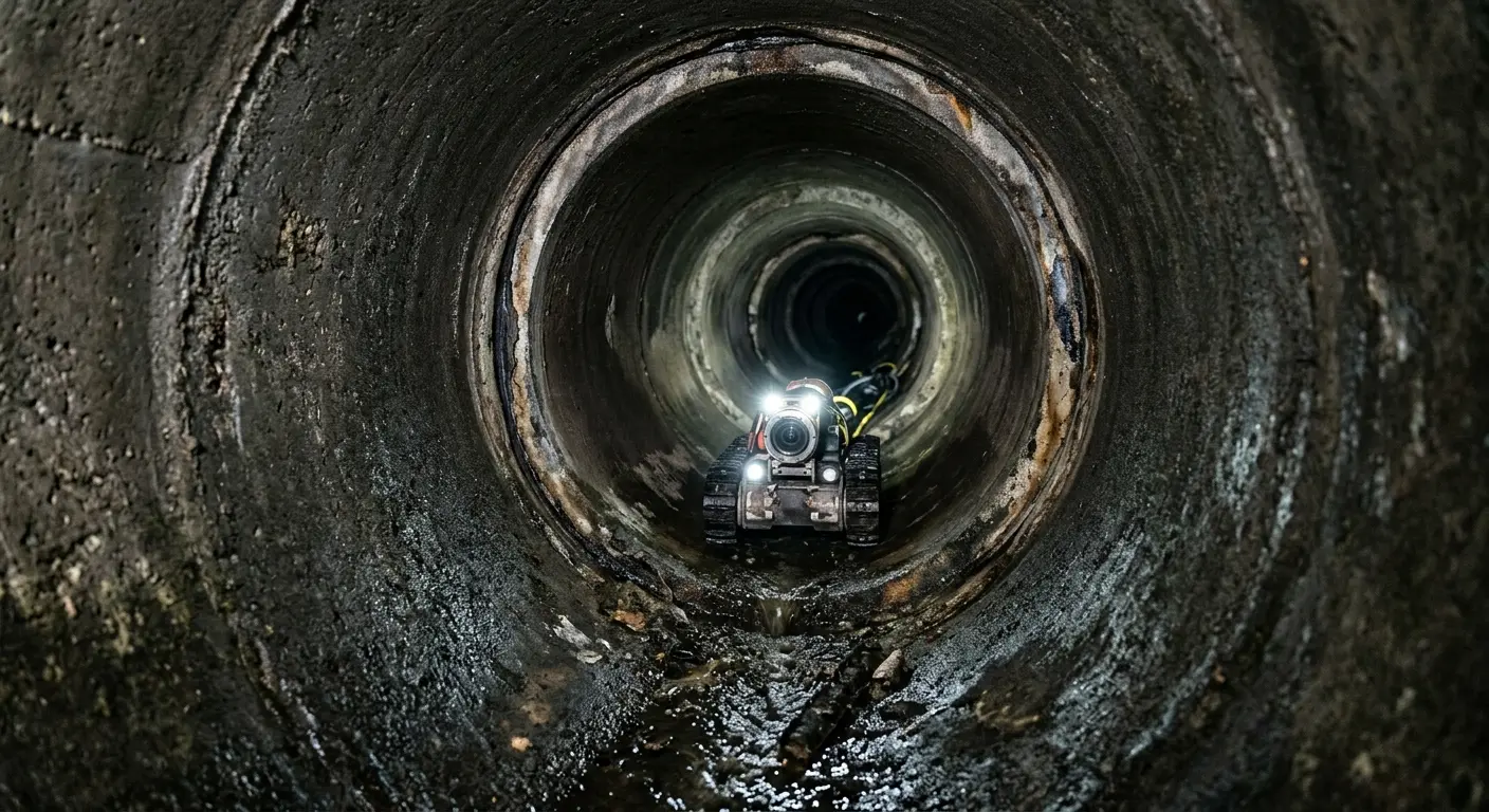 Robotic sewer camera inspecting pipe interior for Drain Snake Service in Florence